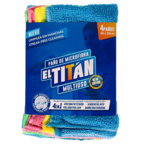 PAÑOS MICROFRIBRA MULTIUSOS 4PIEZAS EL TITAN - Imagen 1